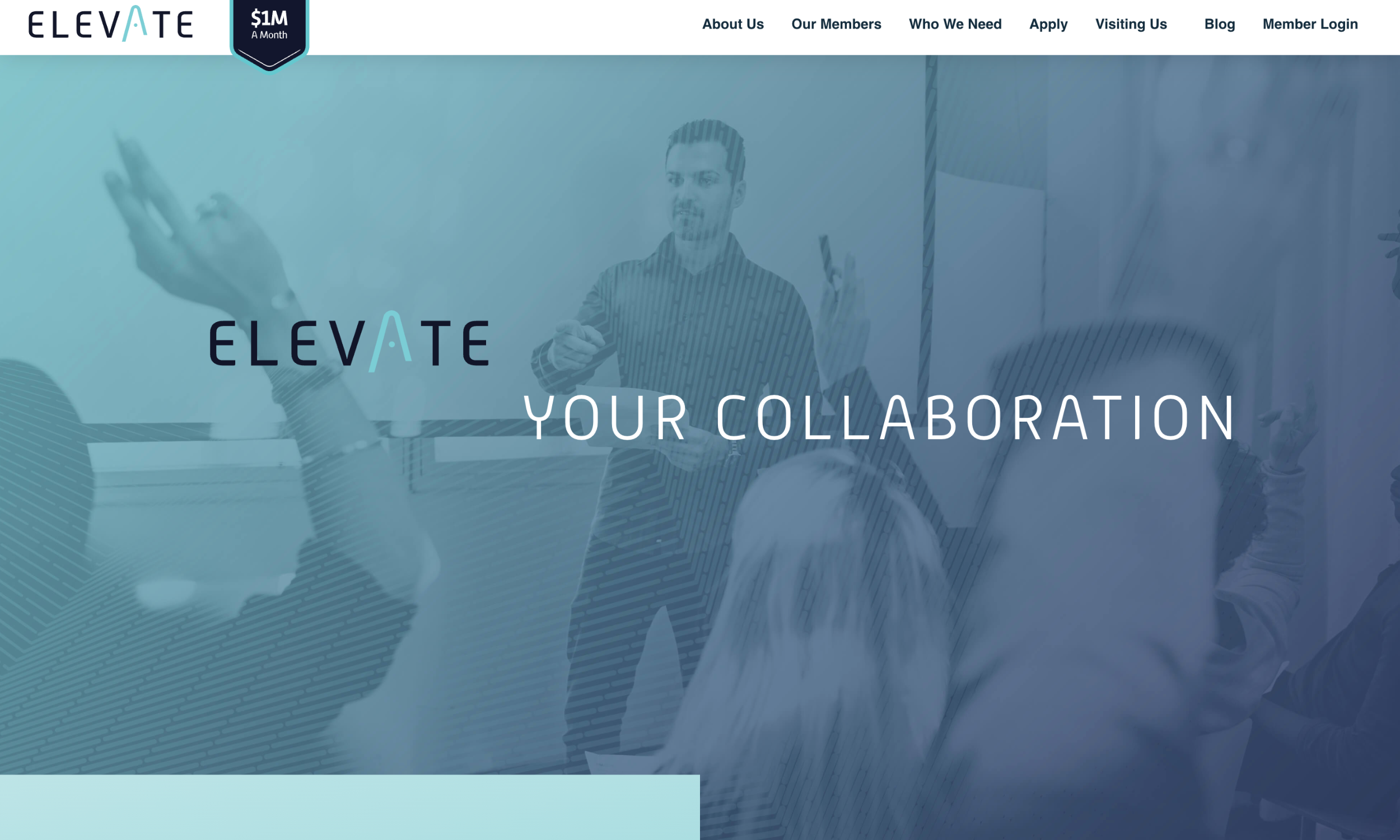 A man stands and gestures while presenting to a seated audience. The words "ELEVATE YOUR COLLABORATION" are displayed over the image.