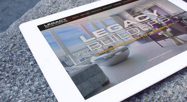 Legacy Builders website on iPad screen