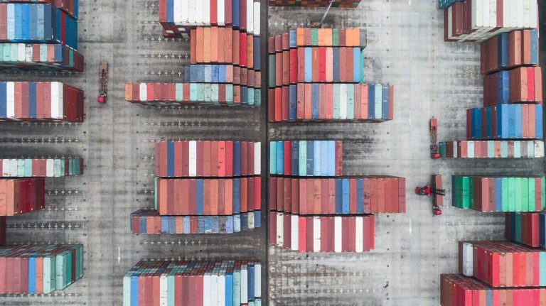 overview shot of shipping containers