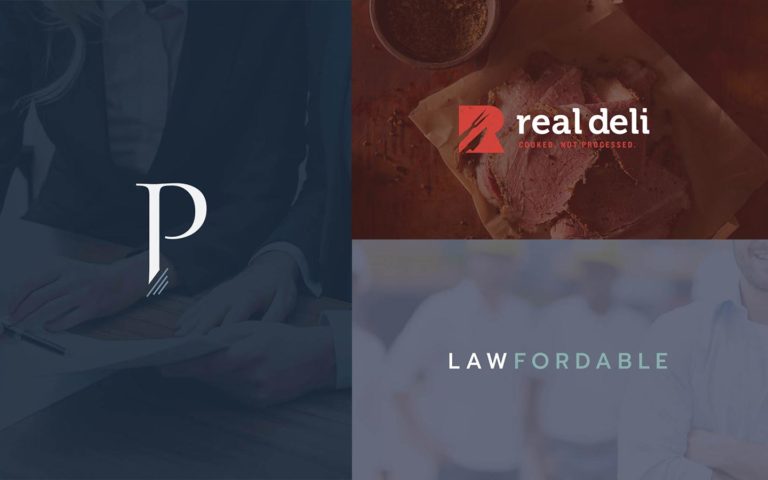 P, real deli, and Lawfordable logos