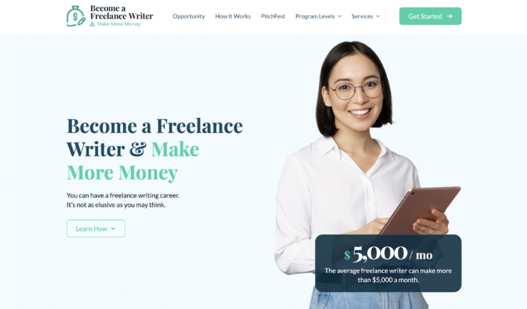 Freelance Writing Mastery Homepage Display